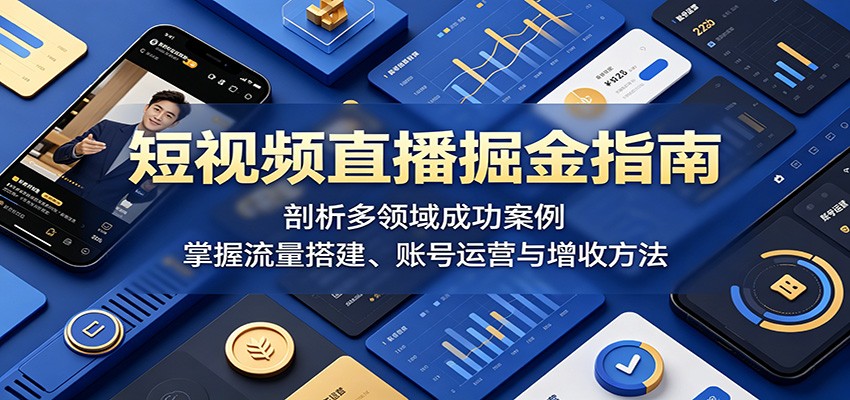 短视频直播掘金指南：剖析多领域成功案例，掌握流量搭建、账号运营与增收方法-迦哆网创社