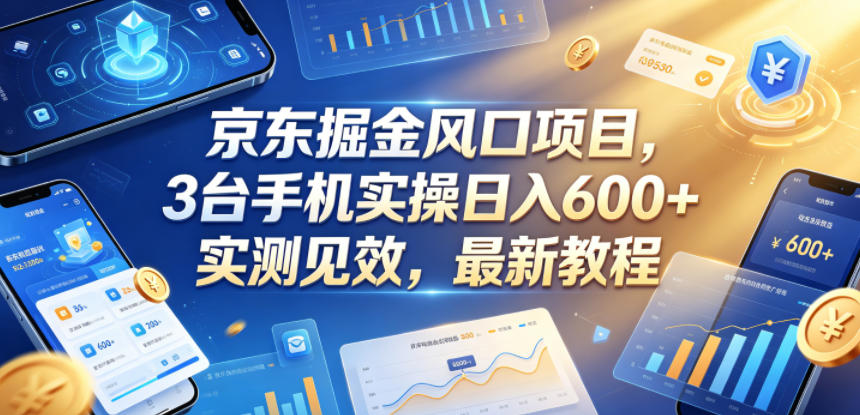 京东掘金风口项目,3台手机实操日入600+,实测见效,最新教程【揭秘】-迦哆网创社
