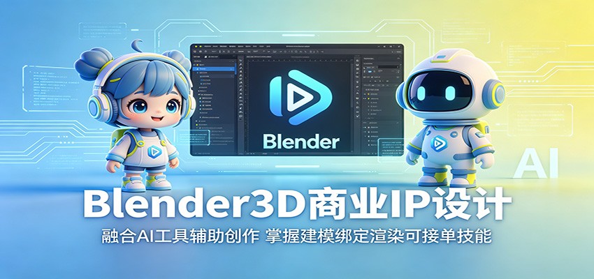 Blender3D商业IP设计:融合AI工具辅助创作,掌握建模绑定渲染可接单技能-迦哆网创社