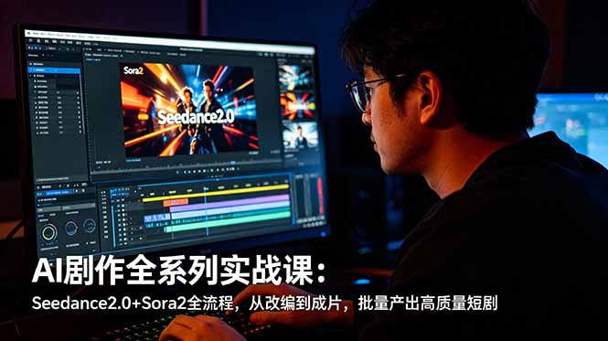 AI剧作全系列实战课:Seedance2.0+Sora2全流程,从改编到成片,批量产出高质量短剧-迦哆网创社