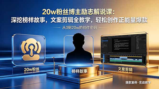 20w粉丝博主励志解说课:深挖榜样故事,文案剪辑全教学,轻松创作正能量爆款-迦哆网创社