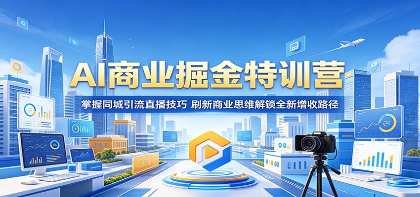AI商业掘金特训营：掌握同城引流直播技巧，刷新商业思维解锁全新增收路径-迦哆网创社