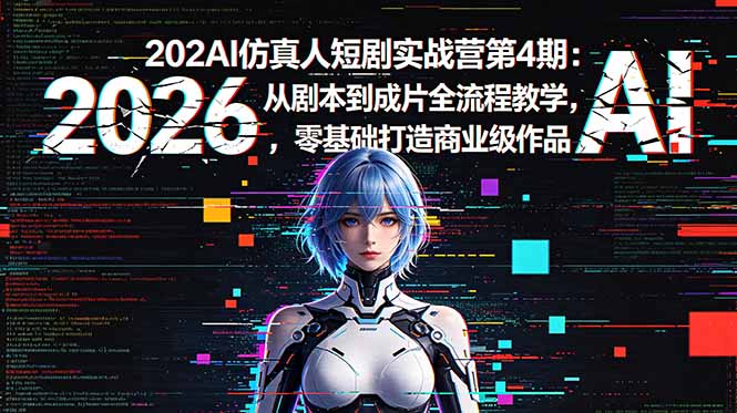 2026AI仿真人短剧实战营第4期：从剧本到成片全流程教学，零基础打造商业级作品-迦哆网创社