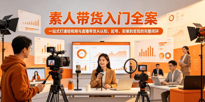 素人带货入门全案，一站式打通短视频与直播带货从认知、起号、实操到变现的完整闭环-迦哆网创社