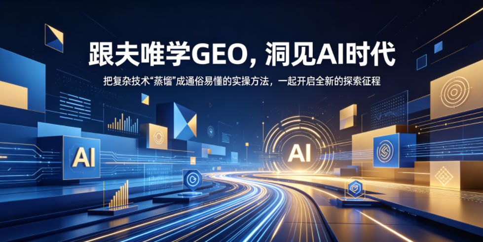 跟夫唯学GEO,洞见AI时代,把复杂技术“蒸馏”成通俗易懂的实操方法,一起开启全新的探索征程-迦哆网创社