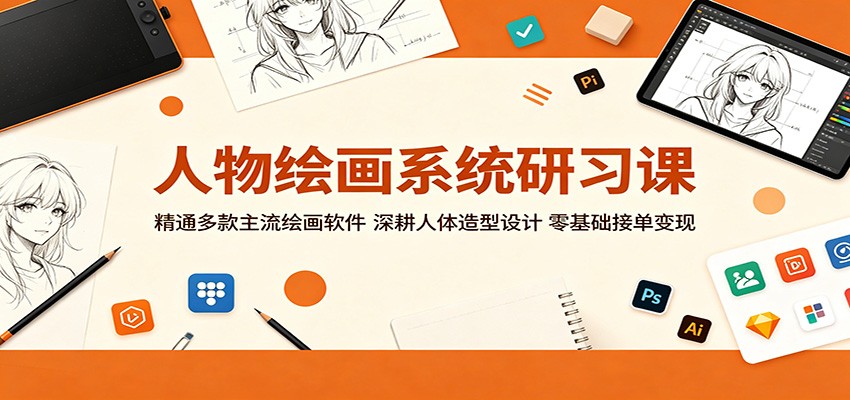 人物绘画系统研习课：精通多款主流绘画软件，深耕人体造型设计，零基础接单变现-迦哆网创社