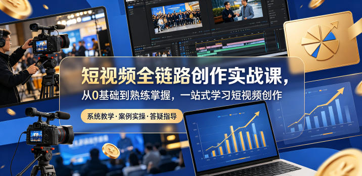 短视频全链路创作实战课，从0基础到熟练掌握，一站式学习短视频创作-迦哆网创社
