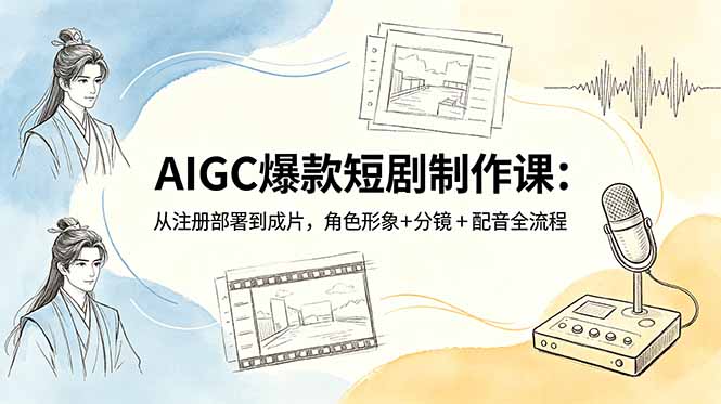 AIGC爆款短剧制作课：从注册部署到成片，角色形象+分镜+配音全流程-迦哆网创社