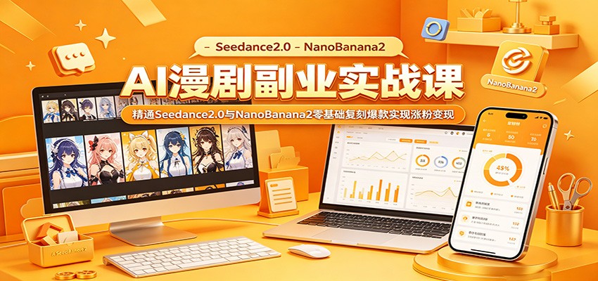 AI漫剧副业实战课：精通Seedance2.0与NanoBanana2零基础复刻爆款实现涨粉变现-迦哆网创社