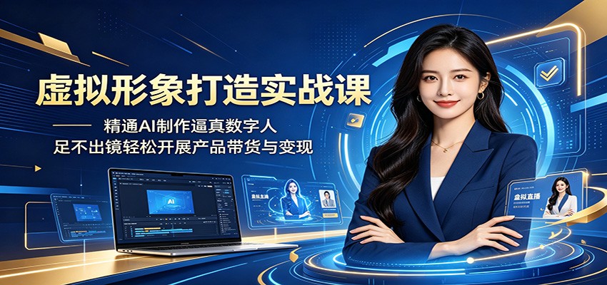 虚拟形象打造实战课:精通AI制作逼真数字人,足不出镜轻松开展产品带货与变现-迦哆网创社