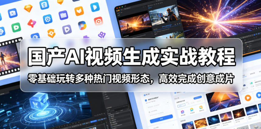 国产AI视频生成实战教程，零基础玩转多种热门视频形态，高效完成创意成片-迦哆网创社