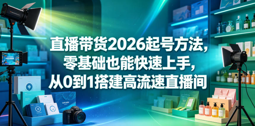 直播带货2026起号方法,零基础也能快速上手,从0到1搭建高流速直播间-迦哆网创社