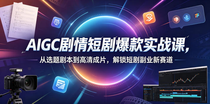 AIGC剧情短剧爆款实战课,从选题剧本到高清成片,解锁短剧副业新赛道-迦哆网创社