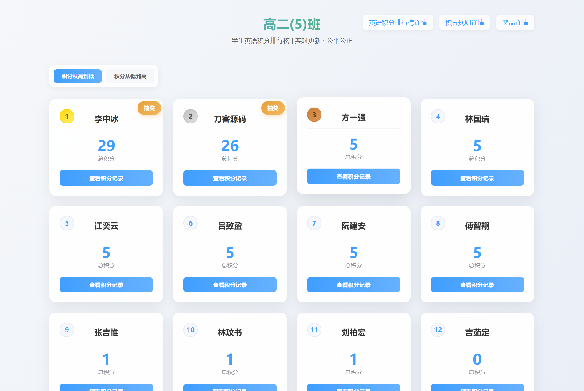 班级学生平时表现记录 积分抽奖系统源码 全开源-迦哆网创社