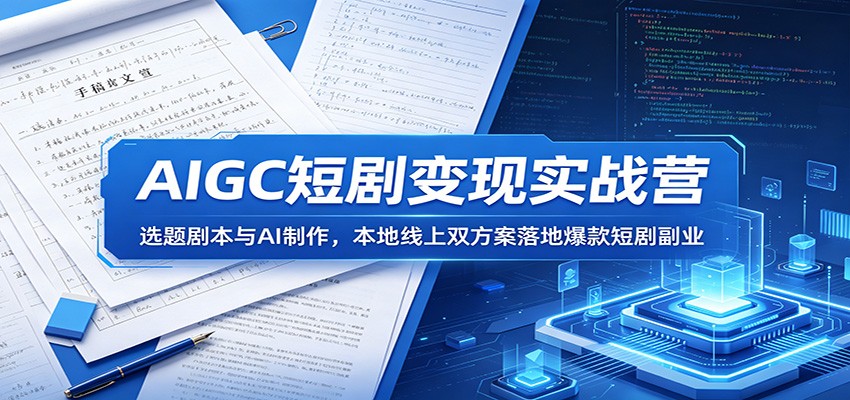 AIGC短剧变现实战营：选题剧本与AI制作，本地线上双方案落地爆款短剧副业-迦哆网创社