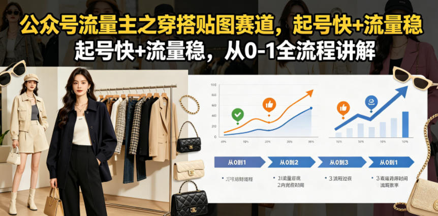 公众号流量主之穿搭贴图赛道，起号快+流量稳，从0-1全流程讲解-迦哆网创社