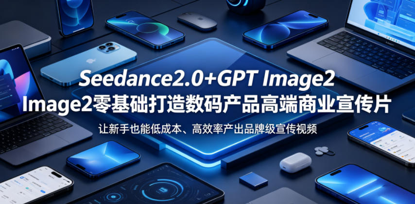 Seedance2.0+GPT Image2零基础打造数码产品高端商业宣传片，让新手也能低成本、高效率产出品牌级宣传视频-迦哆网创社