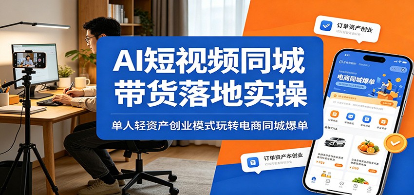 AI短视频同城带货落地实操：单人轻资产创业模式玩转电商同城爆单-迦哆网创社