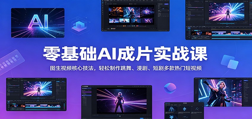 零基础AI成片实战课：图生视频核心技法，轻松制作跳舞、漫剧、短剧多款热门短视频-迦哆网创社