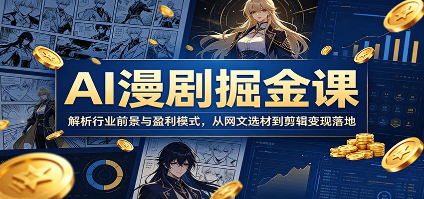 AI漫剧掘金课：解析行业前景与盈利模式，从网文选材到剪辑变现落地-迦哆网创社