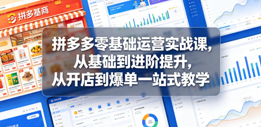 拼多多零基础运营实战课，从基础到进阶提升，从开店到爆单一站式教学-迦哆网创社