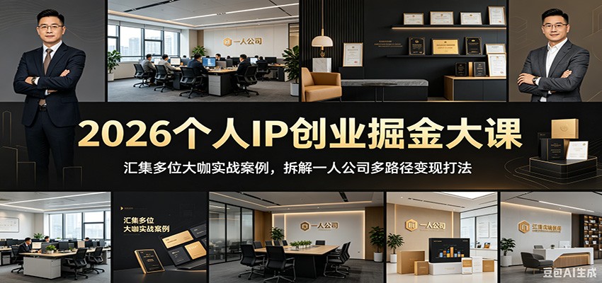 2026个人IP创业掘金大课:汇集多位大咖实战案例,拆解一人公司多路径变现打法-迦哆网创社