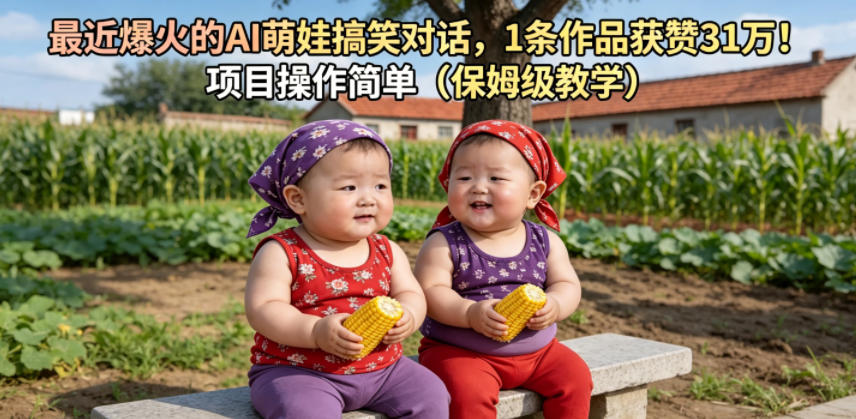 最近爆火的AI萌娃搞笑对话，1条作品获赞31W，项目操作简单(保姆级教学)-迦哆网创社
