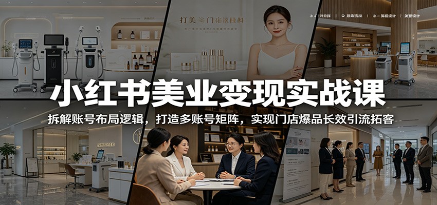 小红书美业变现实战课：拆解账号布局逻辑，打造多账号矩阵，实现门店爆品长效引流拓客-迦哆网创社