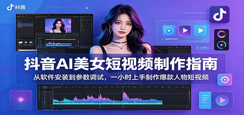 抖音AI美女短视频制作指南：从软件安装到参数调试，一小时上手制作爆款人物短视频-迦哆网创社