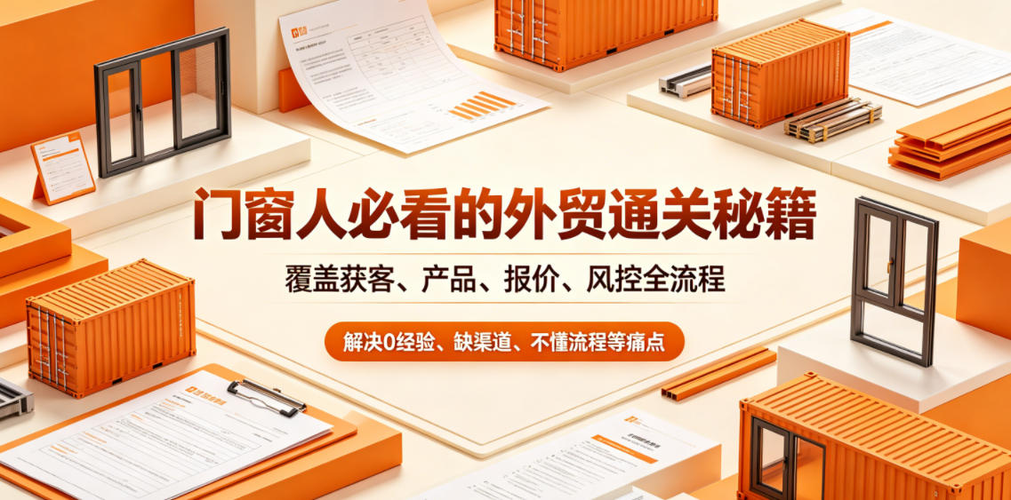 门窗人必看的外贸通关秘籍,块覆盖获客、产品、报价、风控全流程,解决0经验、缺渠道、不懂流程等痛点-迦哆网创社