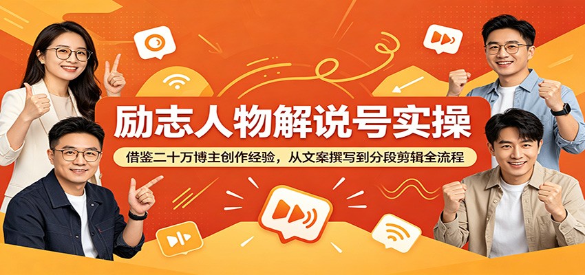 励志人物解说号实操：借鉴二十万博主创作经验，从文案撰写到分段剪辑全流程-迦哆网创社