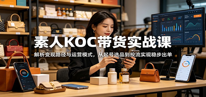素人KOC带货实战课：解析变现路径与运营模式，从起号选品到投流实现稳步出单-迦哆网创社