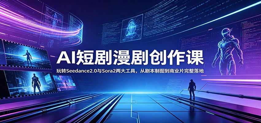 AI短剧漫剧创作课：玩转Seedance2.0与 Sora2两大工具，从剧本制图到商业片完整落地-迦哆网创社