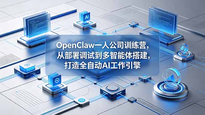 OpenClaw 一人公司训练营,从部署调试到多智能体搭建,打造全自动 AI 工作引擎-迦哆网创社