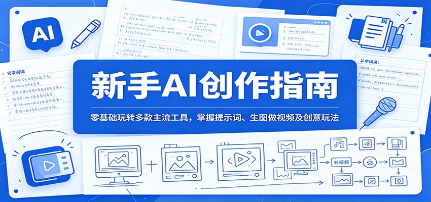 新手AI创作指南：零基础玩转多款主流工具，掌握提示词、生图做视频及创意玩法-迦哆网创社