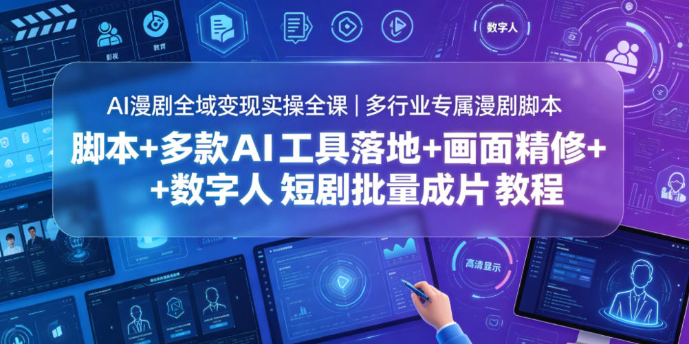 AI漫剧全域变现实操全课｜多行业专属漫剧脚本+多款AI工具落地+画面精修+数字人短剧批量成片全教程-迦哆网创社