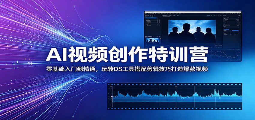 AI视频创作特训营：零基础入门到精通，玩转DS工具搭配剪辑技巧打造爆款视频-迦哆网创社
