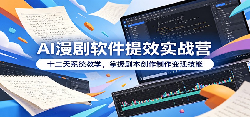 AI漫剧软件提效实战营：十二天系统教学，掌握剧本创作制作变现技能-迦哆网创社