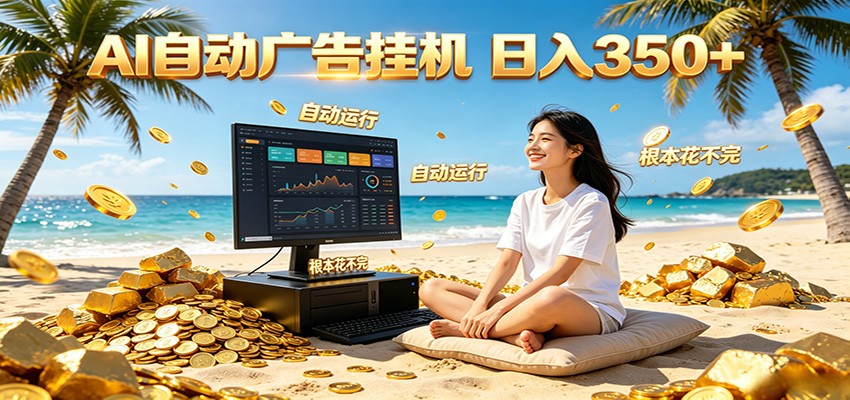 AI自动广告挂机 日入350+ 真正做到躺赚式变现，根本花不完！-迦哆网创社