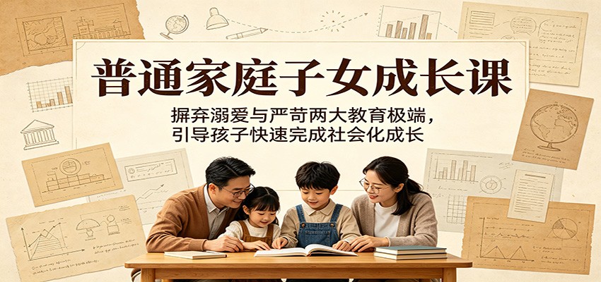 普通家庭子女成长课：摒弃溺爱与严苛两大教育极端，引导孩子快速完成社会化成长-迦哆网创社