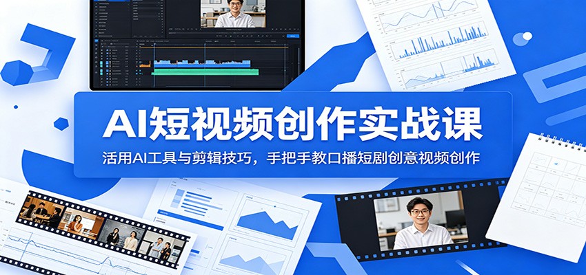 AI短视频创作实战课:活用AI工具与剪辑技巧,手把手教口播短剧创意视频创作-迦哆网创社