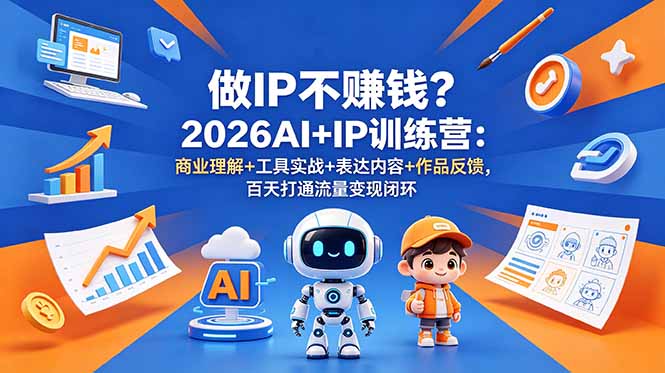 做IP不赚钱?2026AI+IP训练营:商业理解+工具实战+表达内容+作品反馈,百天打通流量变现闭环-迦哆网创社