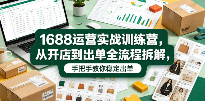 1688运营实战训练营,从开店到出单全流程拆解,手把手教你稳定出单-迦哆网创社