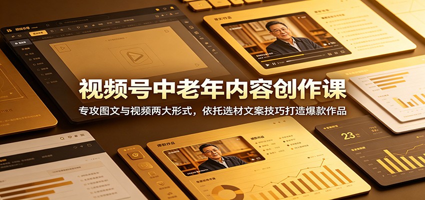视频号中老年内容创作课：专攻图文与视频两大形式，依托选材文案技巧打造爆款作品-迦哆网创社