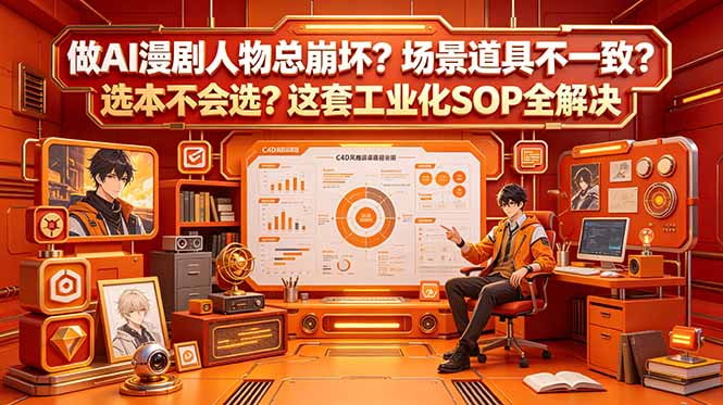 做AI漫剧人物总崩坏?场景道具不一致?选本不会选?这套工业化SOP全解决 (更新-迦哆网创社