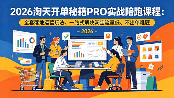 2026淘天开单秘籍PRO实战陪跑课程:全套落地运营玩法,一站式解决淘宝流量低、不出单难题-迦哆网创社