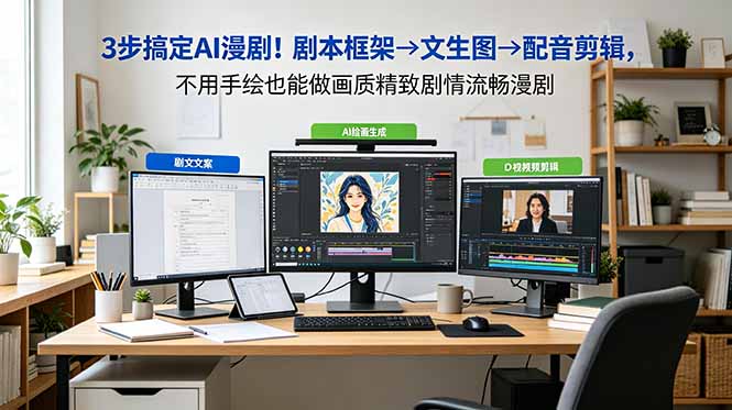 3步搞定AI漫剧!剧本框架→文生图→配音剪辑,不用手绘也能做画质精致剧情流畅漫剧-迦哆网创社