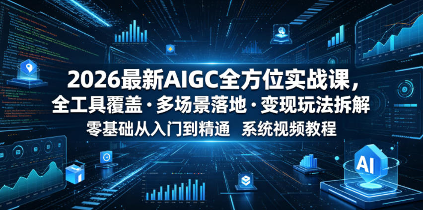 2026最新AIGC全方位实战课,全工具覆盖・多场景落地・变现玩法拆解,零基础从入门到精通系统视频教程-迦哆网创社