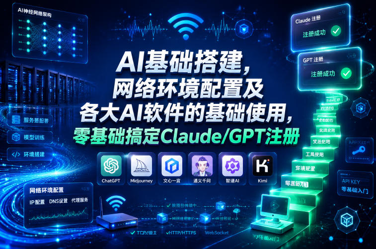 AI基础搭建,网络环境配置及各大AI软件的基础使用,零基础搞定Claude/GPT注册-迦哆网创社