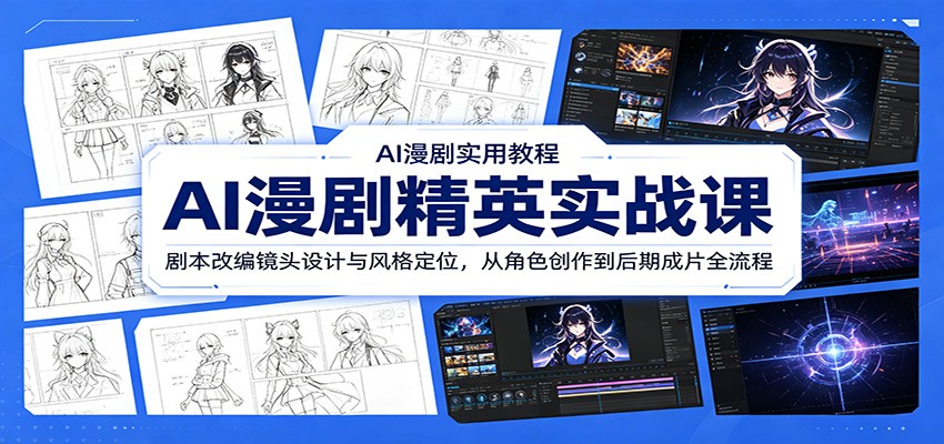 AI漫剧精英实战课：剧本改编镜头设计与风格定位，从角色创作到后期成片全流程-迦哆网创社